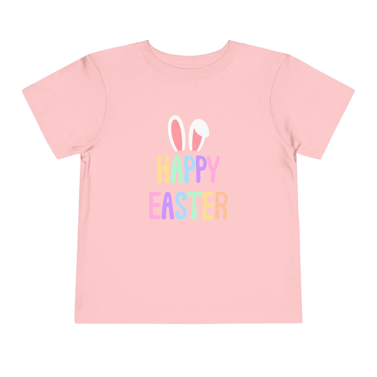 Toddler Tee - "Happy Easter" Pastel Bunny Ears Easter Shirt for Kids
