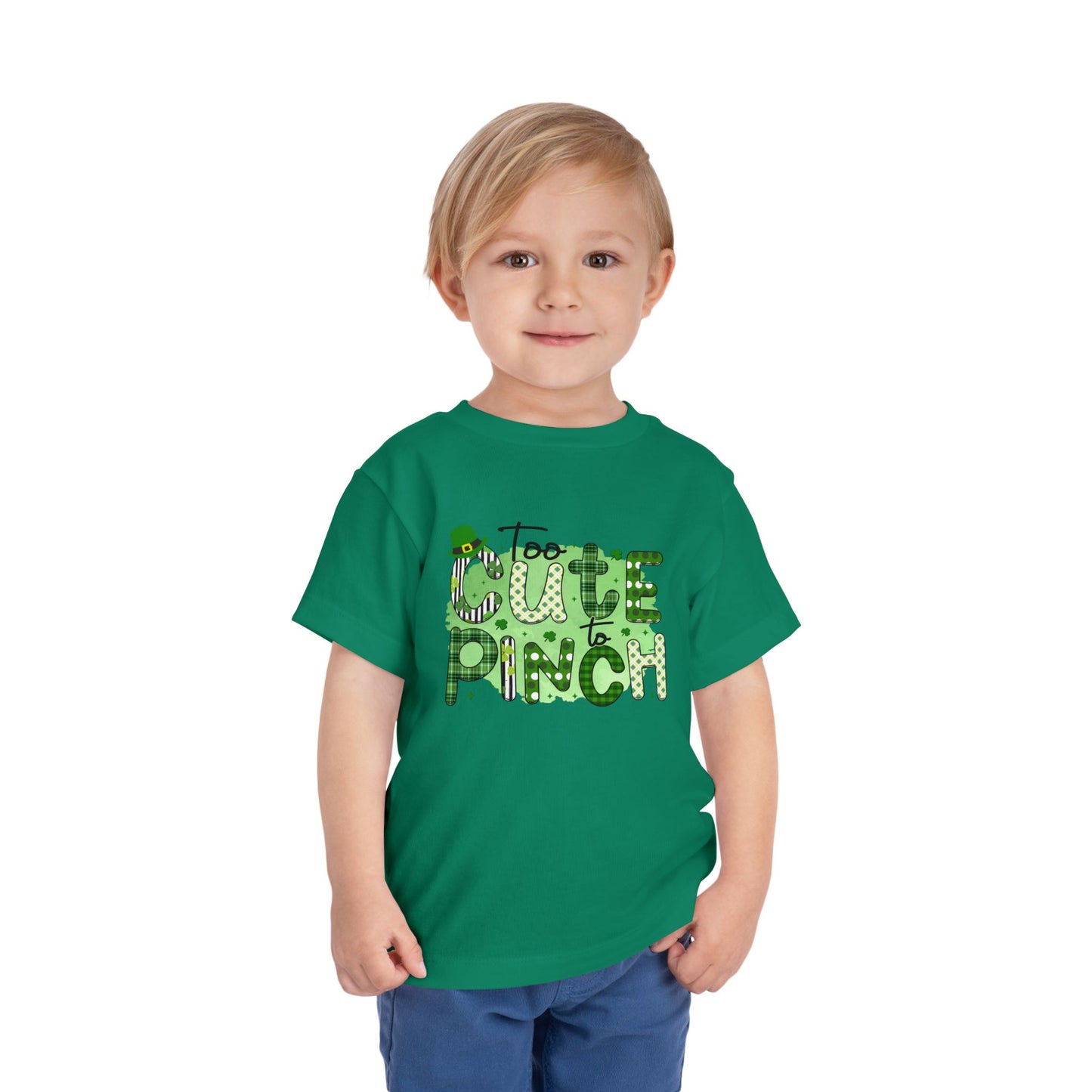 Cute Pinch Toddler Tee — St. Patrick’s Day Green Plaid Shirt