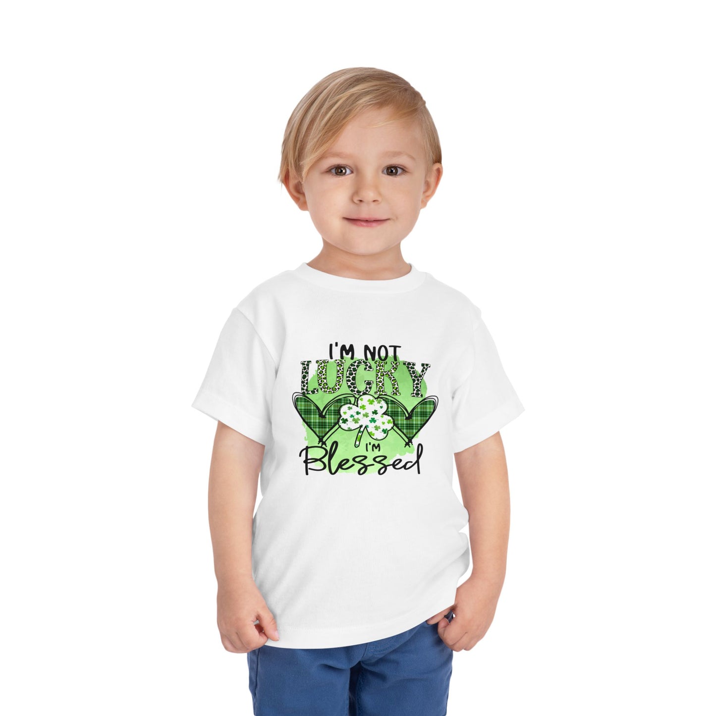 Toddler Tee — "I'm Not Lucky I'm Blessed" St. Patrick's Day Shamrock Tee