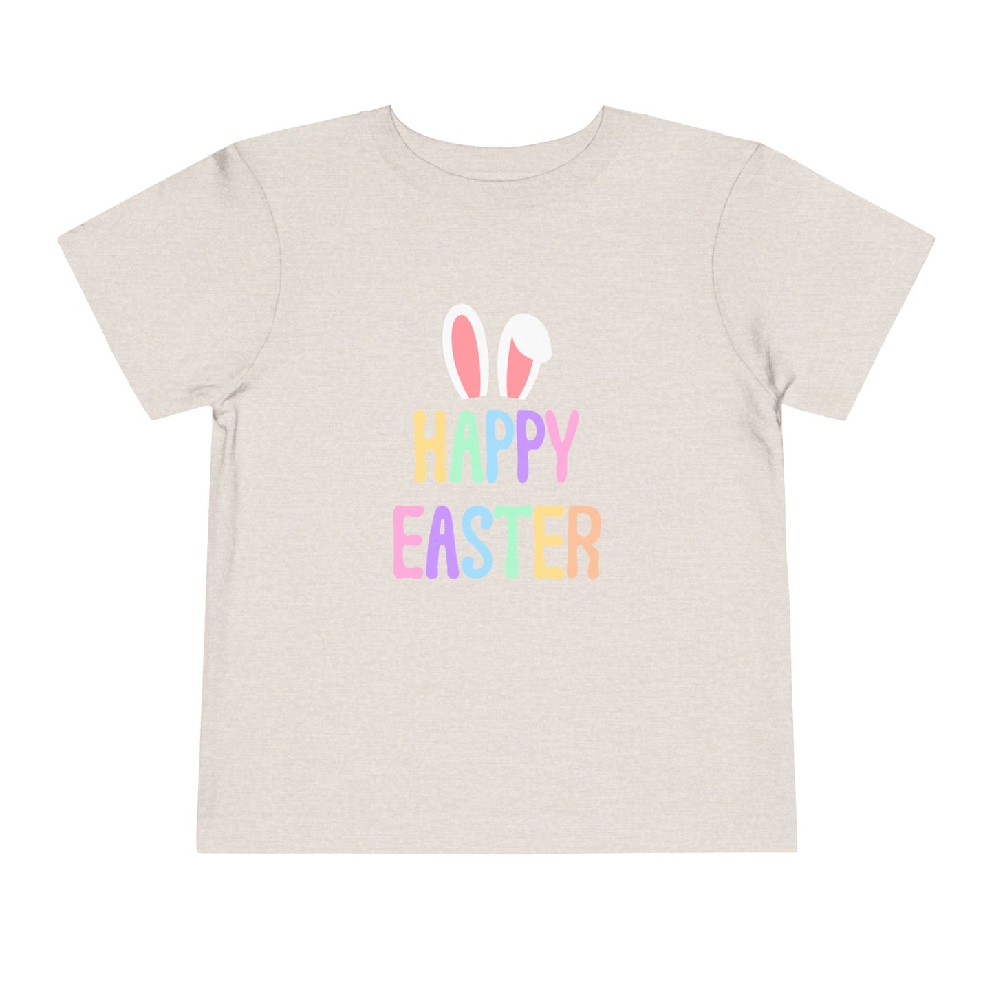 Toddler Tee - "Happy Easter" Pastel Bunny Ears Easter Shirt for Kids