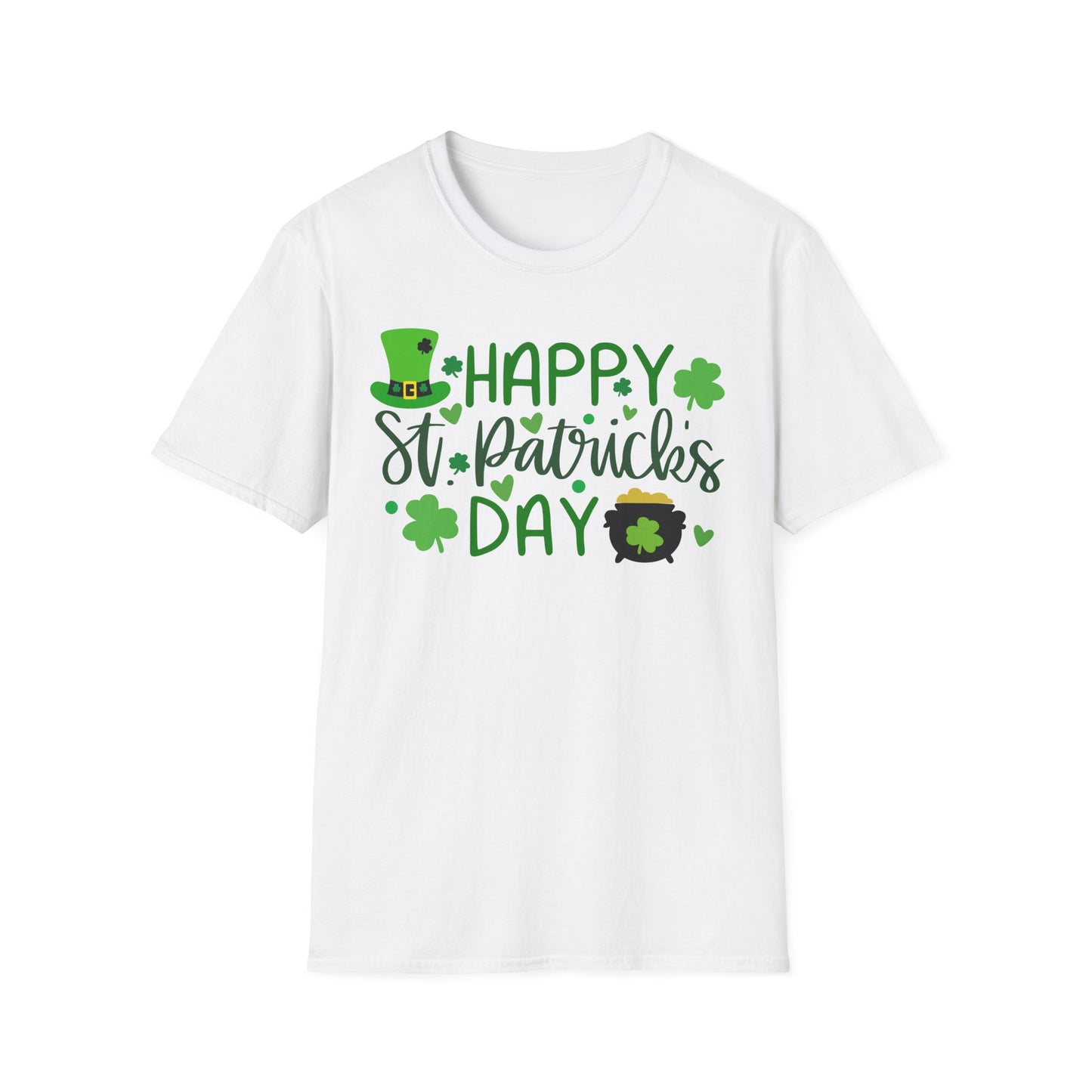 Happy St. Patrick's Day T-Shirt — Shamrock & Leprechaun Pot of Gold Design