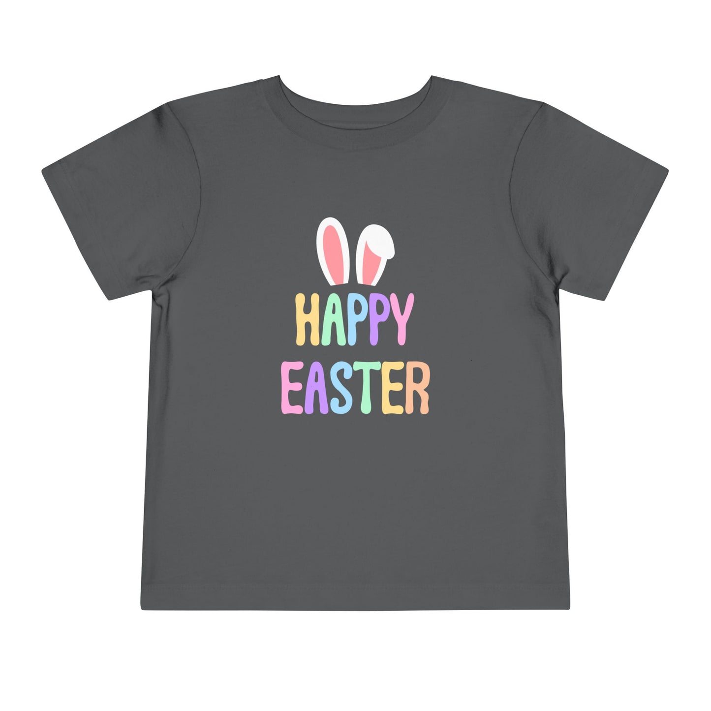 Toddler Tee - "Happy Easter" Pastel Bunny Ears Easter Shirt for Kids