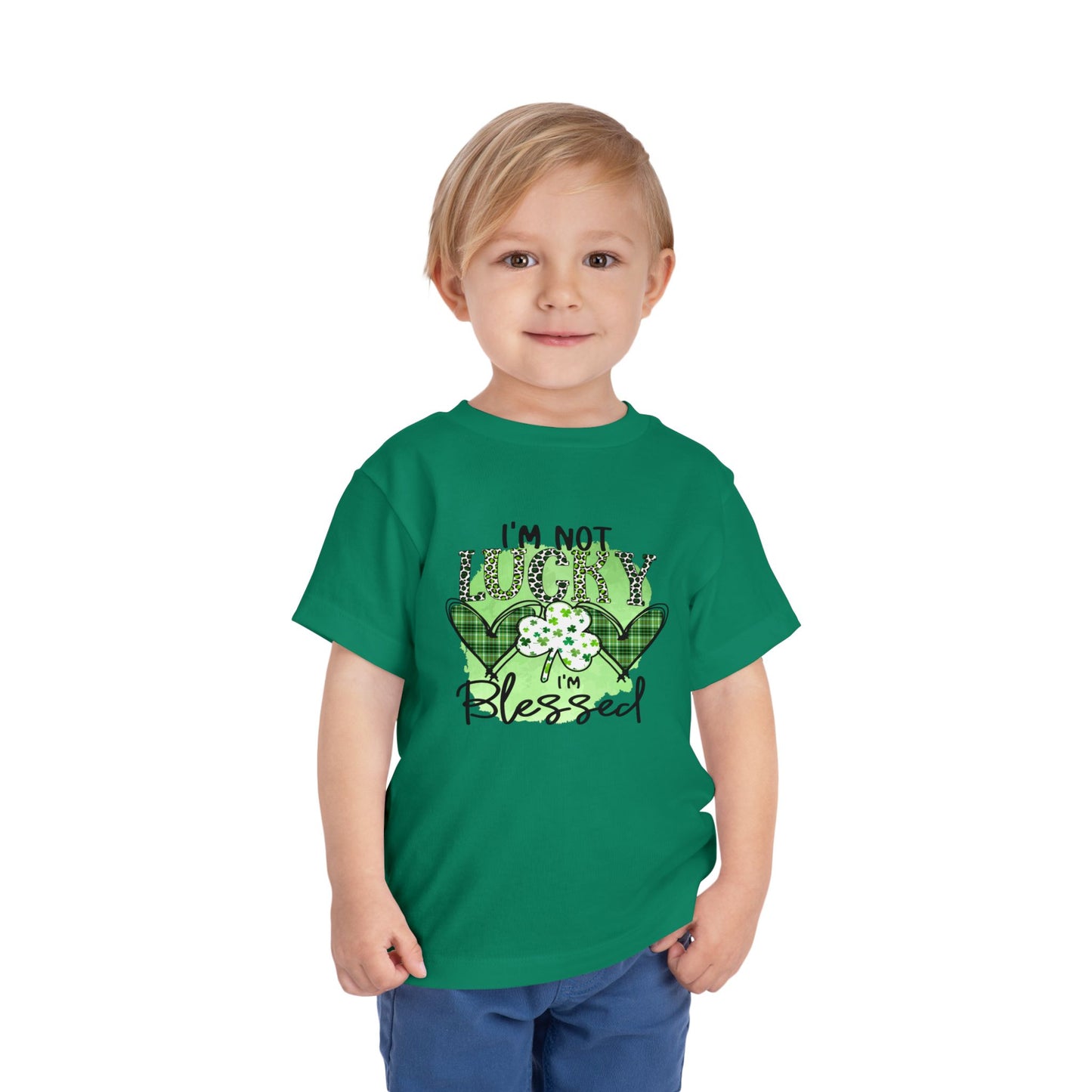 Toddler Tee — "I'm Not Lucky I'm Blessed" St. Patrick's Day Shamrock Tee