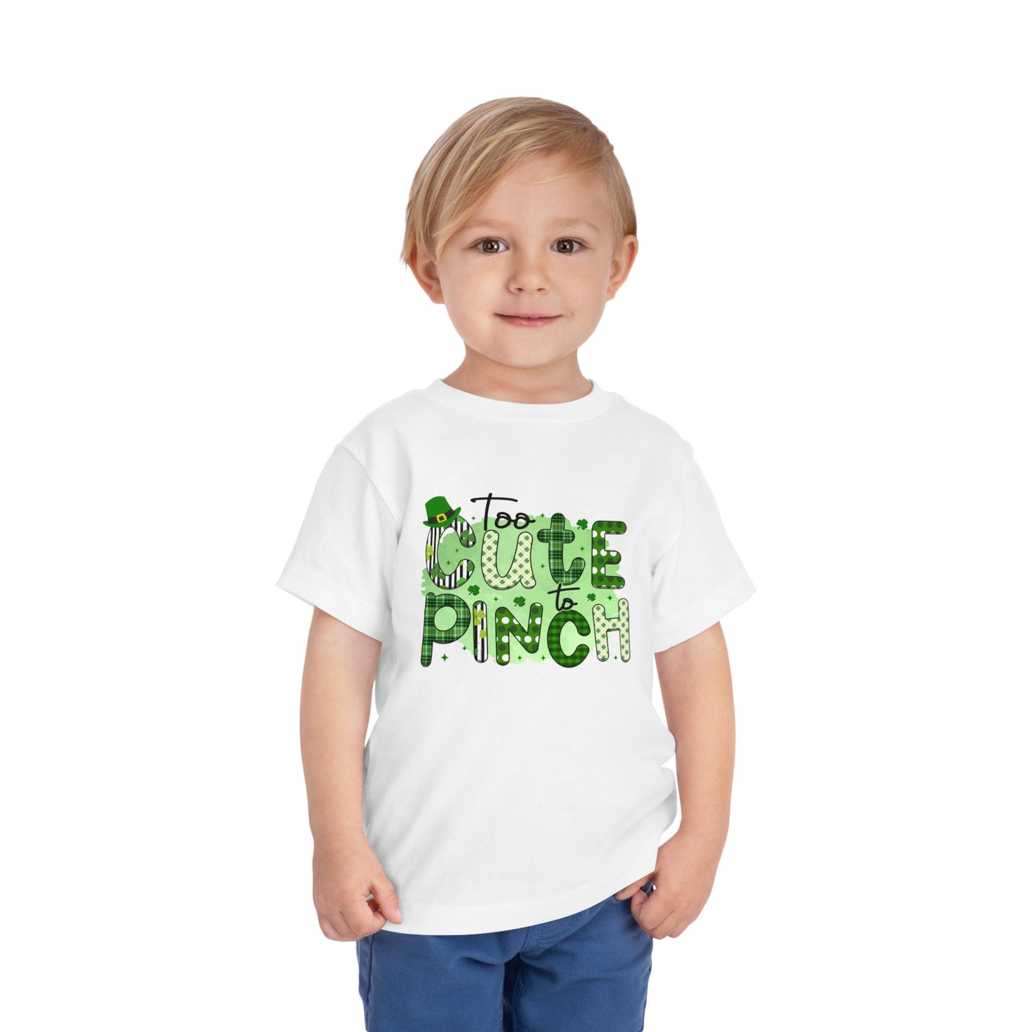 Cute Pinch Toddler Tee — St. Patrick’s Day Green Plaid Shirt