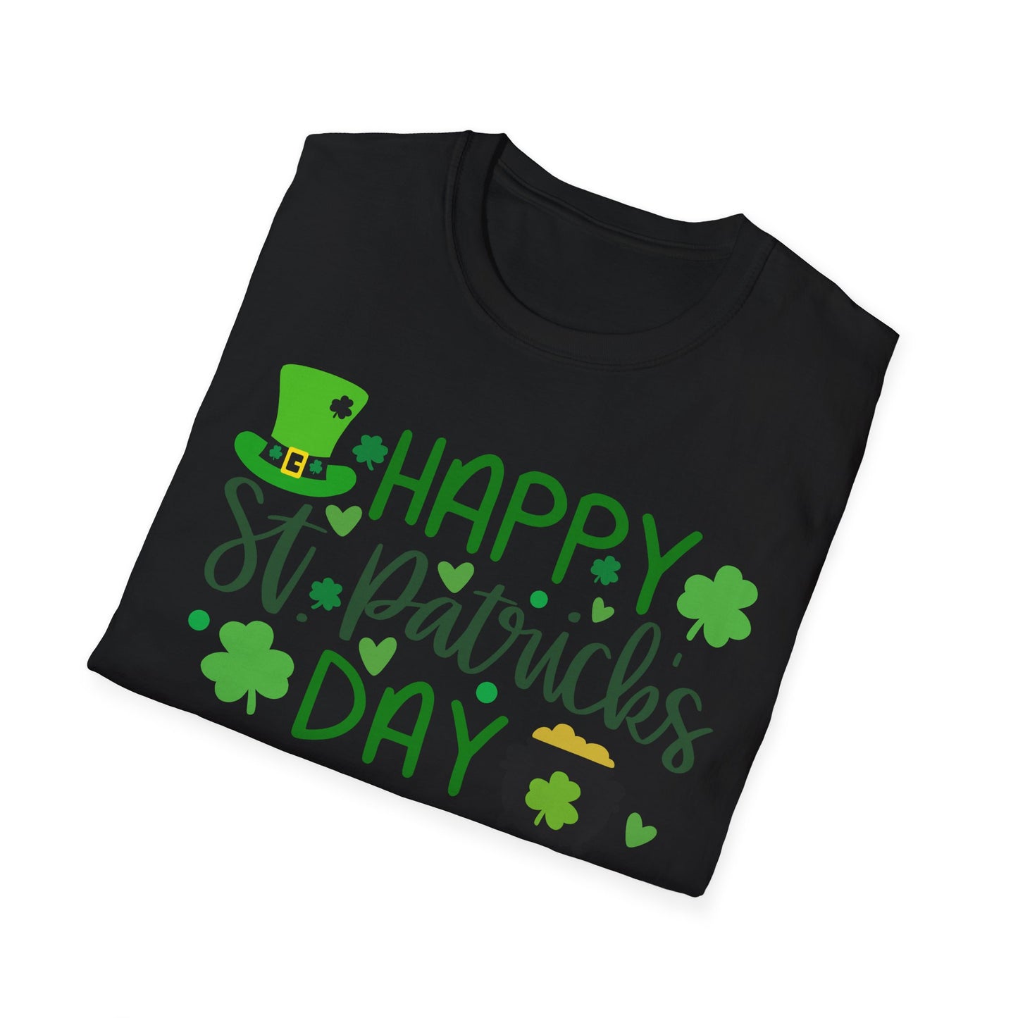 Happy St. Patrick's Day T-Shirt — Shamrock & Leprechaun Pot of Gold Design