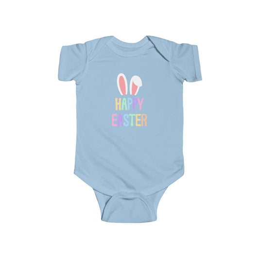 Happy Easter Baby Bodysuit — Pastel Bunny Ears Infant Onesie