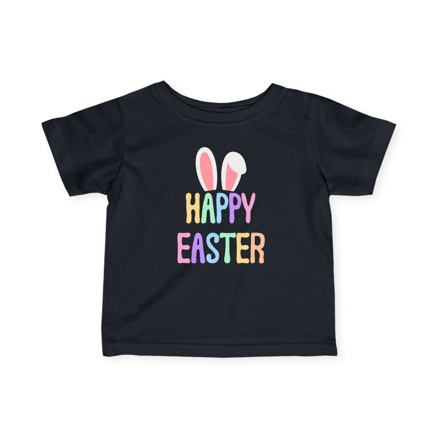Infant Tee - "Happy Easter" Pastel Bunny Ears Baby Shirt