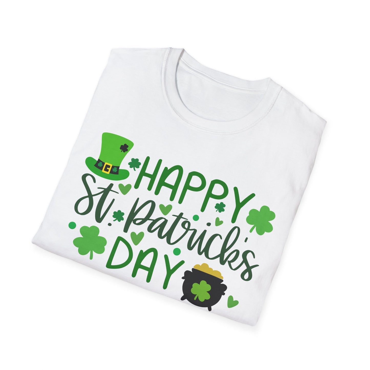 Happy St. Patrick's Day T-Shirt — Shamrock & Leprechaun Pot of Gold Design