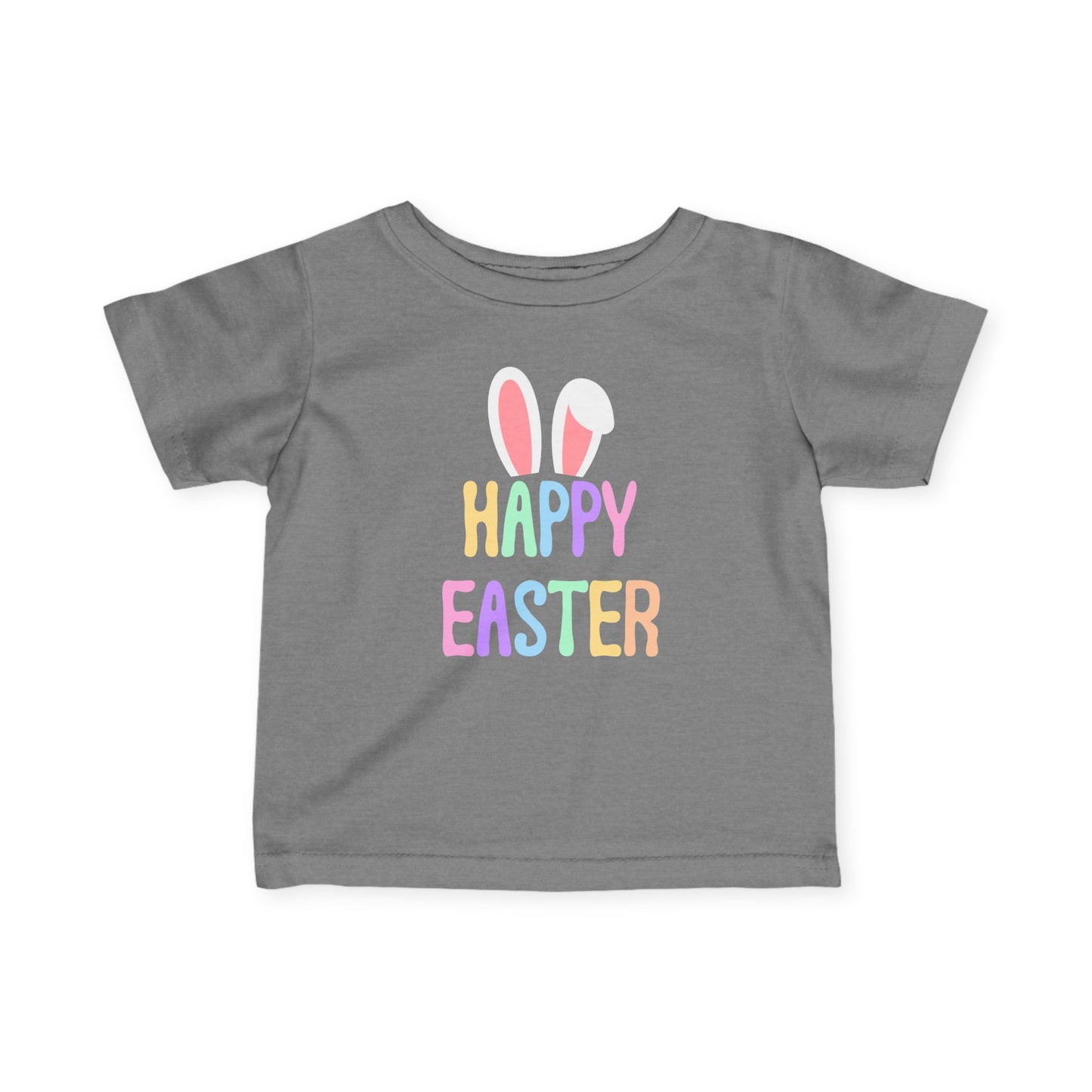 Infant Tee - "Happy Easter" Pastel Bunny Ears Baby Shirt