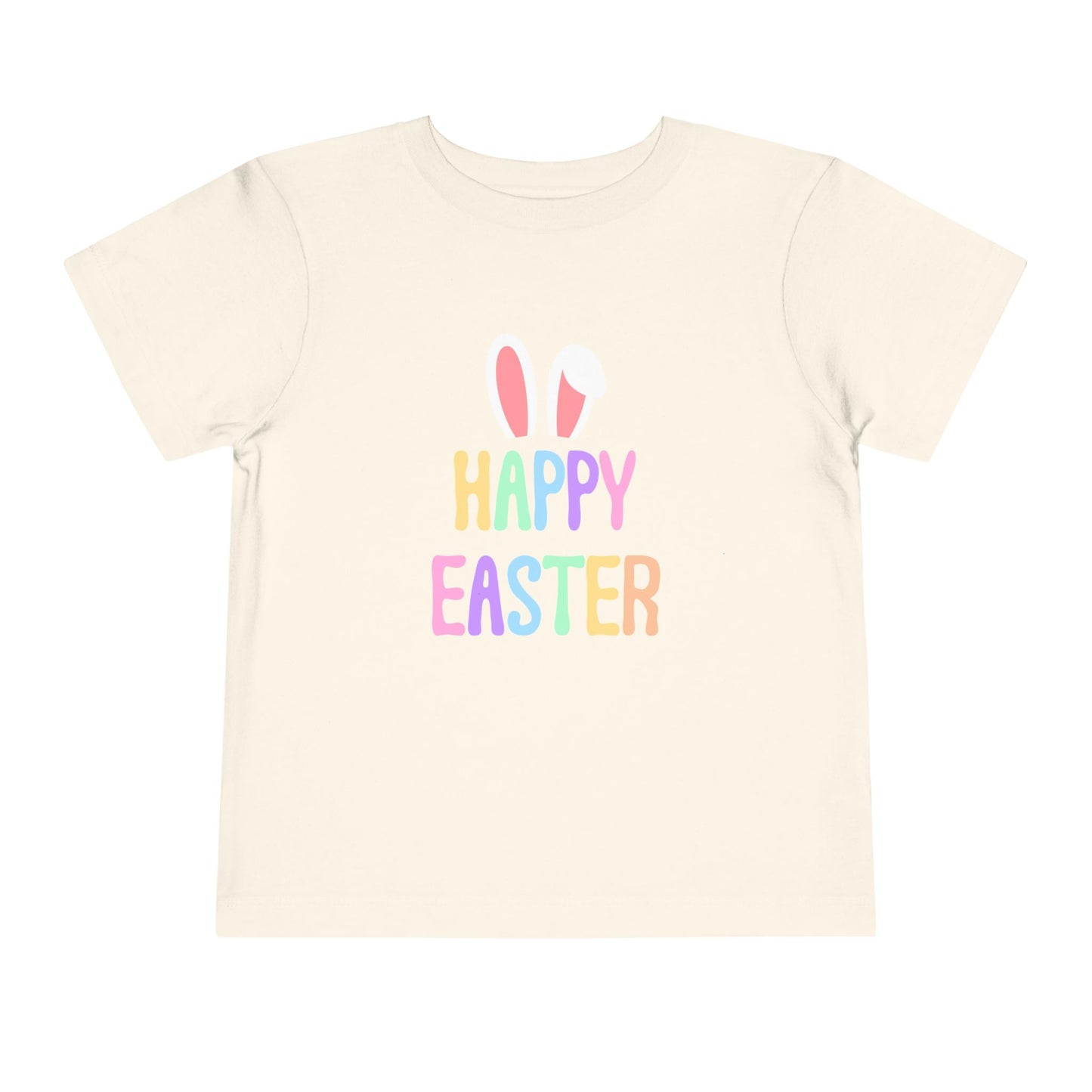 Toddler Tee - "Happy Easter" Pastel Bunny Ears Easter Shirt for Kids