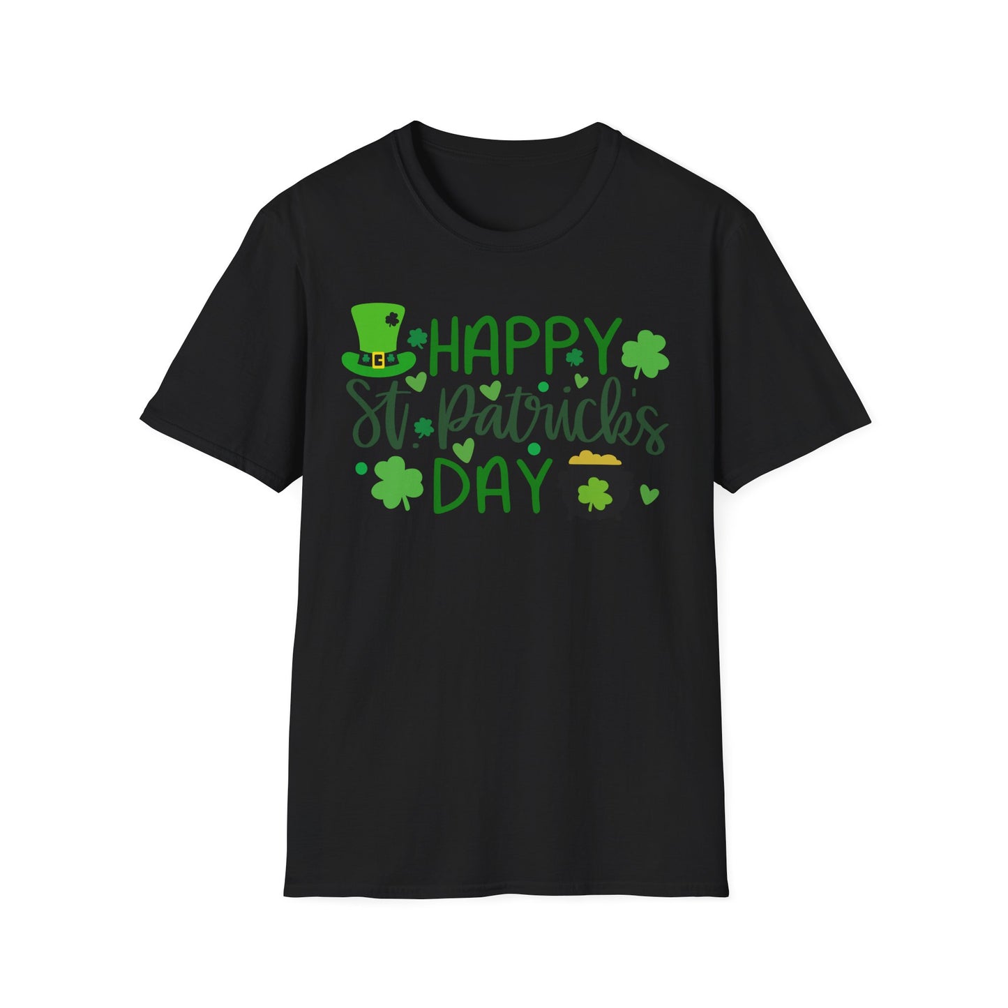 Happy St. Patrick's Day T-Shirt — Shamrock & Leprechaun Pot of Gold Design